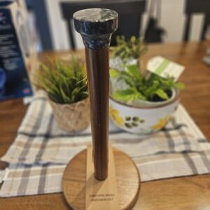 Wooden Paper Towel Holder with Black Top